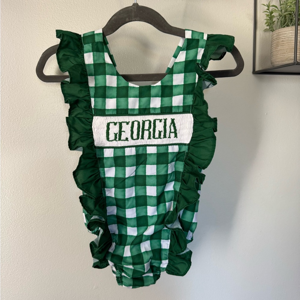 Georgia Green Checkered Ruffle Swimsuit